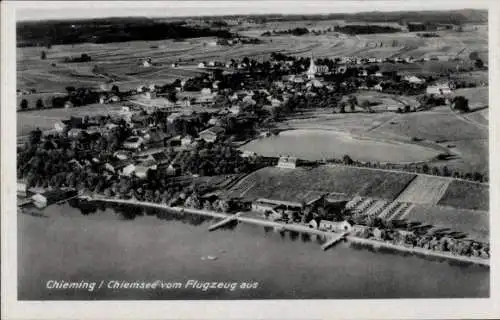 Ak Chieming am Chiemsee Oberbayern, Fliegeraufnahme