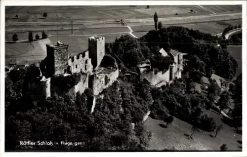 Ak Rötteln Haagen Lörrach in Baden, Burgruine Rötteln, Röttler Schloss, Fliegeraufnahme