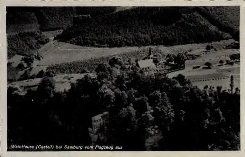 Ak Saarburg an der Saar Bezirk Trier, Fliegeraufnahme, Weinklause, Castell