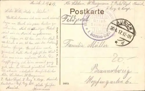 Ak Aurich in Ostfriesland, Leerer-Chaussee