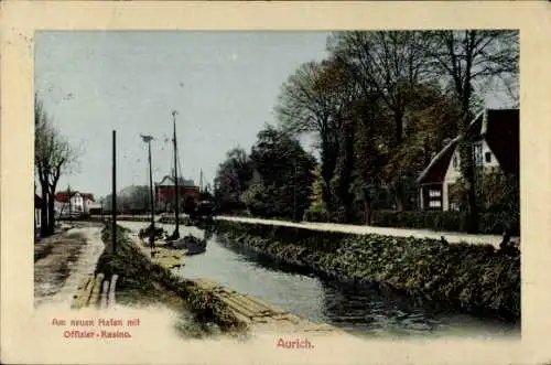 Ak Aurich in Ostfriesland, Neuer Hafen, Offizier Kasino