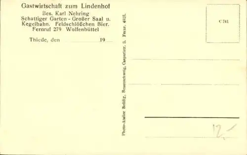 Ak Thiede Salzgitter in Niedersachsen, Gastwirtschaft zum Lindenhof