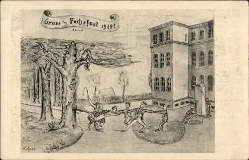 Künstler Ak Aper, H., Aurich in Ostfriesland, Fuchsfest 1914