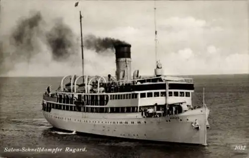 Ak Dampfer SS Rugard, Stettiner Dampfschifffahrtsgesellschaft, Reederei Braeunlich, Seebäderschiff