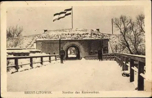 Ak Brest Litowsk Weißrussland, Nordtor des Kernwerkes, Winter