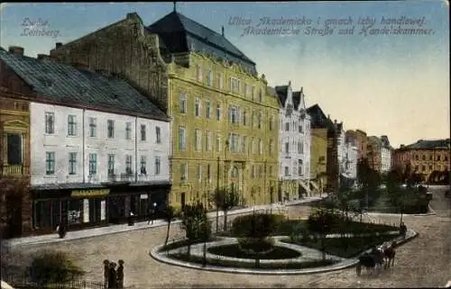 Ak Lwiw Lwów Lemberg Ukraine, Akademische Straße, Handelskammer