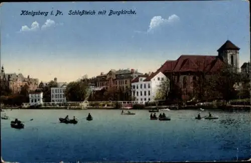 Ak Kaliningrad Königsberg Ostpreußen, Schlossteich, Burgkirche