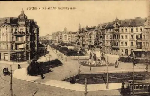 Ak Szczecin Stettin Pommern, Kaiser Wilhelmstraße, Straßenbahn