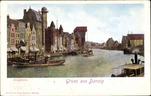 Ak Gdańsk Danzig, Langebrücke, Krantor, Sternwarte