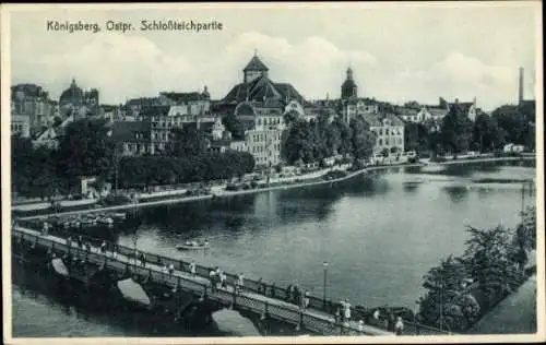 Ak Kaliningrad Königsberg Ostpreußen, Schlossteichbrücke, Panorama