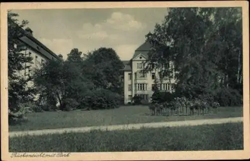 Ak Wałbrzych Waldenburg Schlesien, Knappschaftslazarett, Park