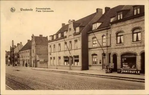 Ak Westende Westflandern, Place Communale