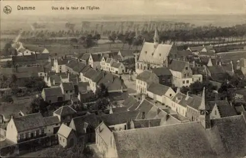 Ak Damme Westflandern, Blick auf den Kirchturm