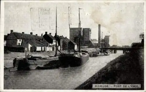 Ak Diksmuide Westflandern, Yser-Brücke, das Boot