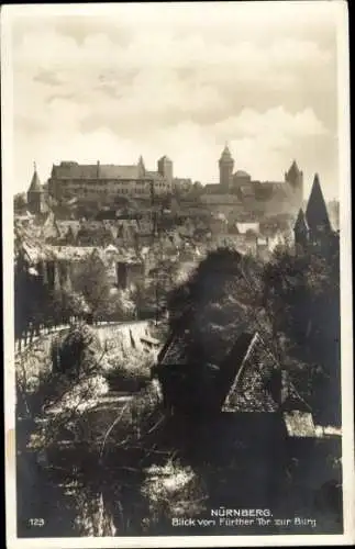 Ak Nürnberg in Mittelfranken, Burg, Blick vom Fürther Tor