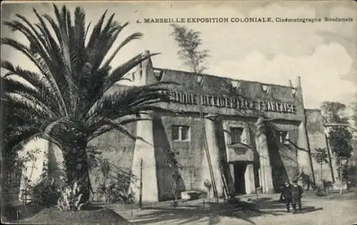 Ak Marseille Bouches du Rhône, Exposition Coloniale, Cinematographe Soudanais