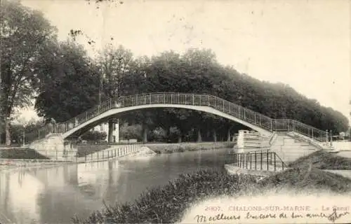 Ak Chalons sur Marne, Kanal, Brücke