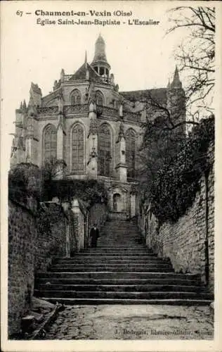 Ak Chaumont en Vexin Oise, Kirche Saint-Jean-Baptiste, Treppe