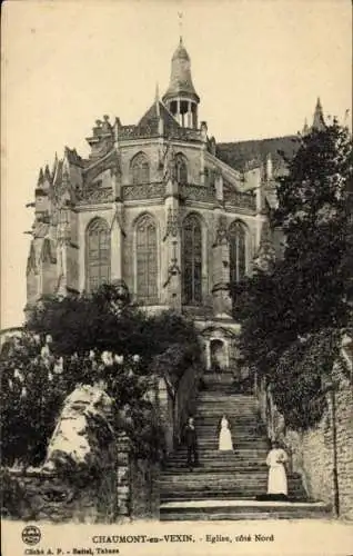 Ak Chaumont en Vexin Oise, Kirche, Nordseite