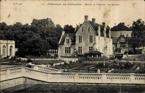 Ak Commes Calvados, Château, Manoir, les Jardins