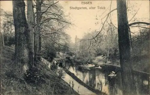 Ak Essen im Ruhrgebiet, Stadtgarten, alter Teich