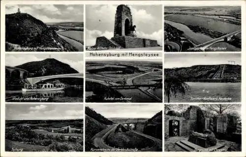 Ak Hohensyburg Syburg Dortmund, Kaiser-Wilhelm-Denkmal, Viadukt, Burgruine, Ehrenmal, Ruhrtal