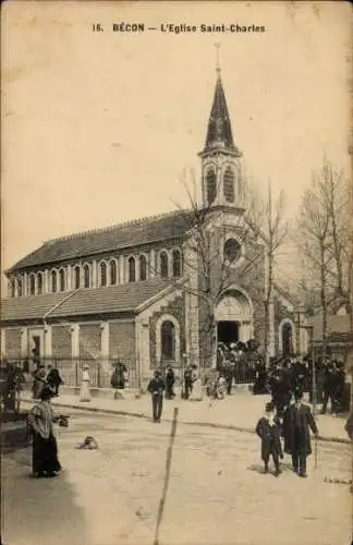 Ak Bécon les Bruyères Hauts de Seine, Kirche St. Charles