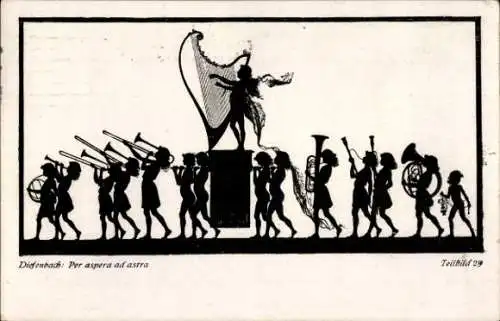 Scherenschnitt Künstler Ak Diefenbach, Per aspera ad astra, Teilbild 29