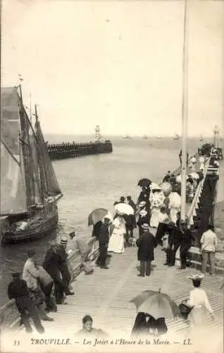 Ak Trouville Calvados, Les Jetees a l'Heure de la Maree