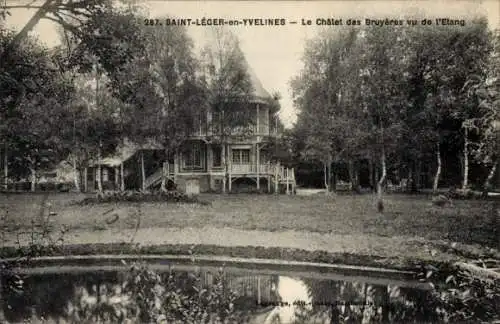 Ak Saint Leger en Yvelines, le Chalet des Bruyeres vu de l'Etang