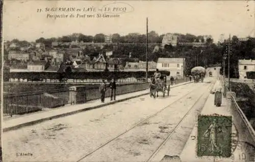 Ak Le Pecq Yvelines, Perspective du Pont vers St-Germain