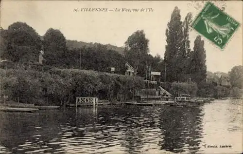 Ak Villennes sur Seine Yvelines, La Rive, vue de l'Ile