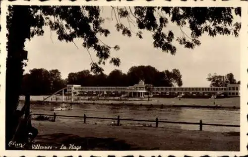 Ak Villennes sur Seine Medan Yvelines, Strand, Blick von Embarcadere