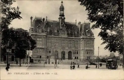 Ak Versailles Yvelines, Rathaus, Straßenbahn