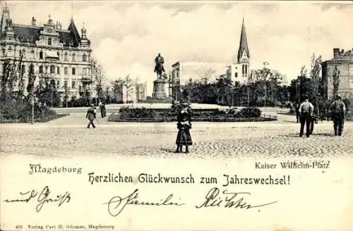 Ak Magdeburg an der Elbe, Kaiser Wilhelm Platz, Denkmal