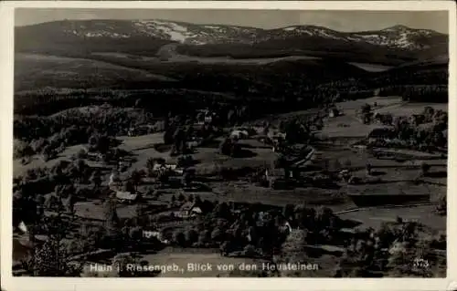 Ak Przesieka Hain Podgórzyn Giersdorf Riesengebirge Schlesien, Blick von den Heusteinen