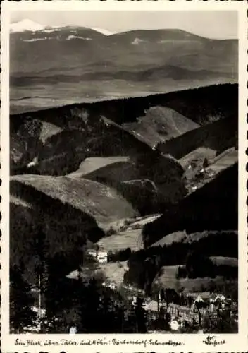 Ak Sokołowsko Görbersdorf Schlesien, Panorama vom Ort mit Schneekoppe