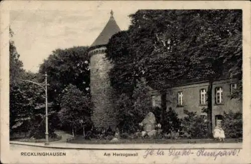 Ak Recklinghausen im Ruhrgebiet, Herzogswall, Engelsburg