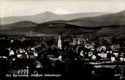 Ak Cieplice Śląskie Zdrój Bad Warmbrunn Riesengebirge Schlesien, Blick zur Schneekoppe