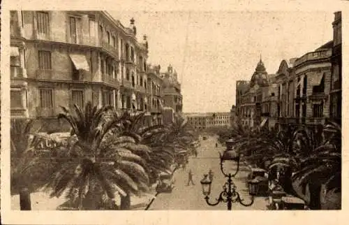 Ak Oran Algerien, Boulevard Gallieni, High School im Hintergrund