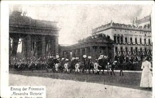 Ak Berlin Mitte, Brandenburger Tor, Einzug der Prinzessin Alexandra Victoria