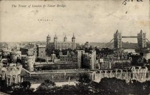 Ak London Stadt England, Tower of London, Tower Bridge