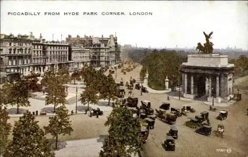 Ak West End London City England, Piccadilly von Hyde Park Corner