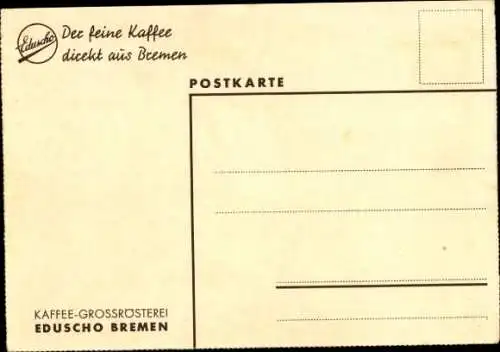 Künstler Ak Reklame, Eduscho Kaffee Bremen, Kranich, Schilf