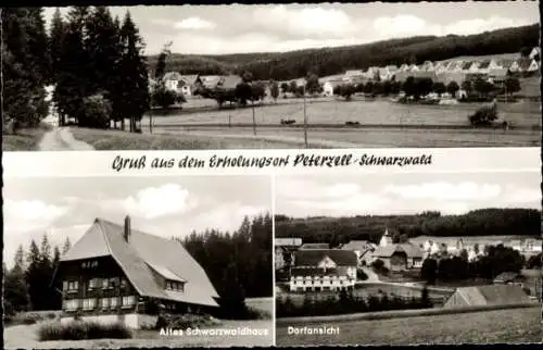 Ak Peterzell Sankt Georgen im Schwarzwald, Totalansicht, Dorfansicht, Altes Schwarzwaldhaus