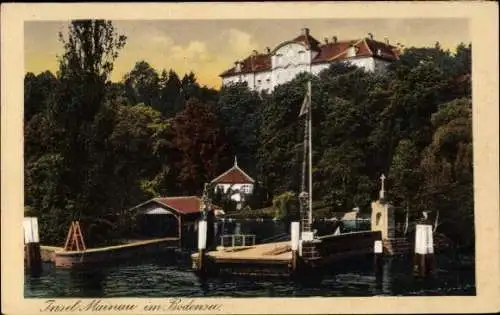 Ak Insel Mainau im Bodensee, Teilansicht, Anleger