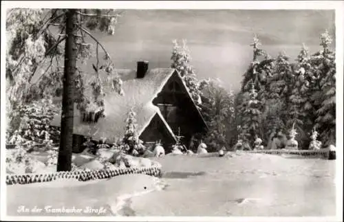 Ak Oberhof im Thüringer Wald, An der Cambacher Straße, Winter