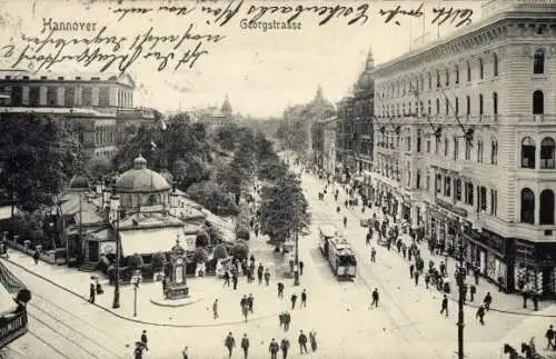 Ak Hannover in Niedersachsen, Georgstraße, Straßenbahn