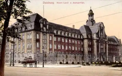Ak Duisburg im Ruhrgebiet, Neues Land und Amtsgericht