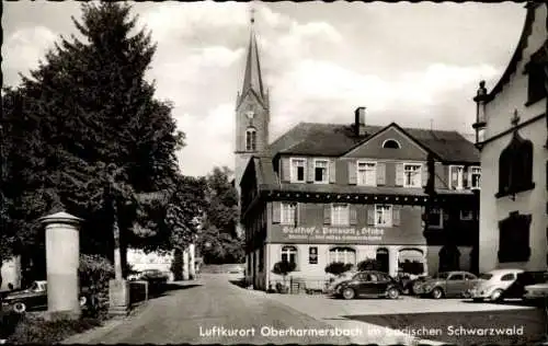 Ak Oberharmersbach im Schwarzwald Baden, Gasthof, Kirche